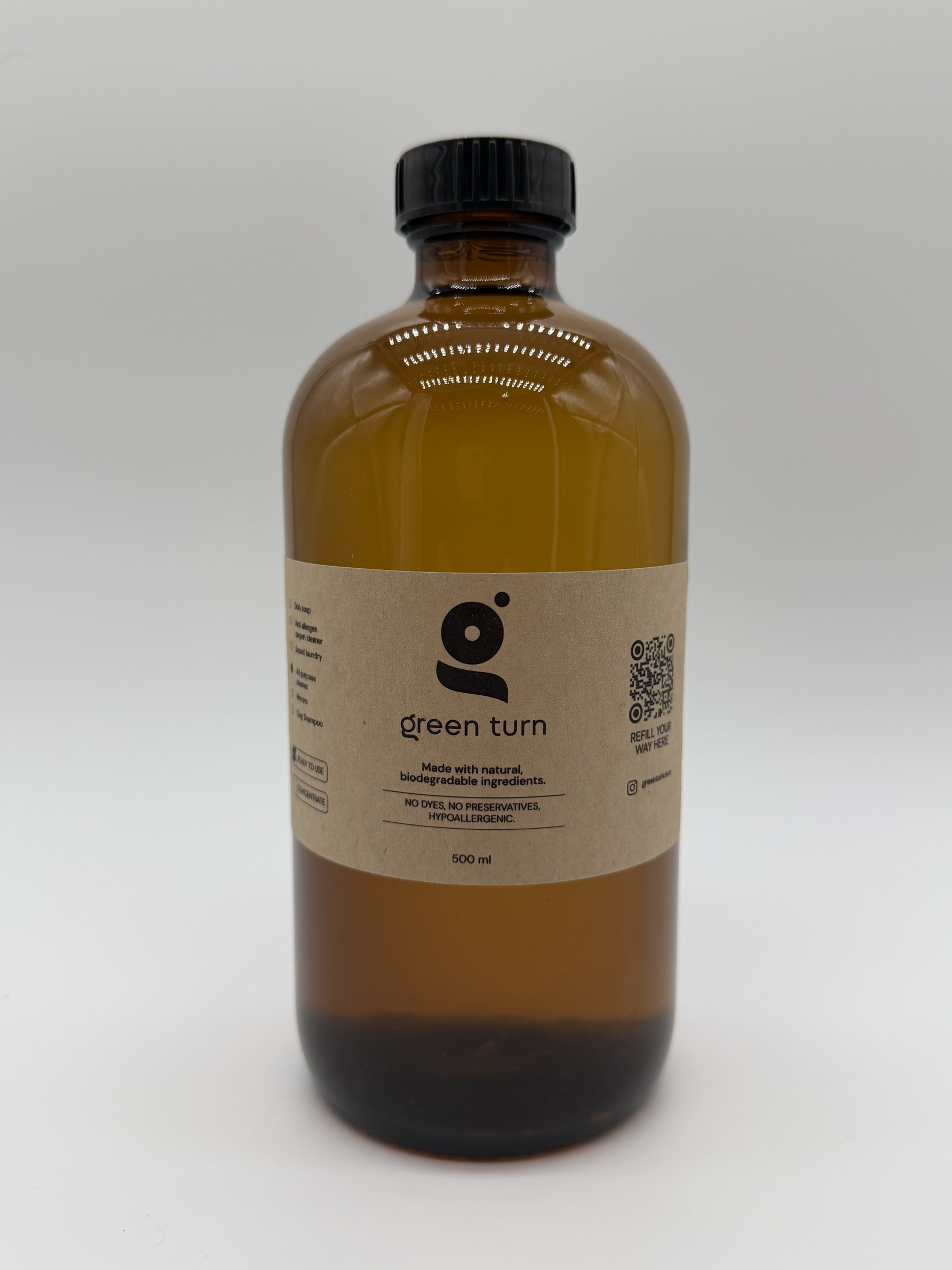Glass Bottle — 16 oz — Reusable amber glass bottle, 16 oz.
