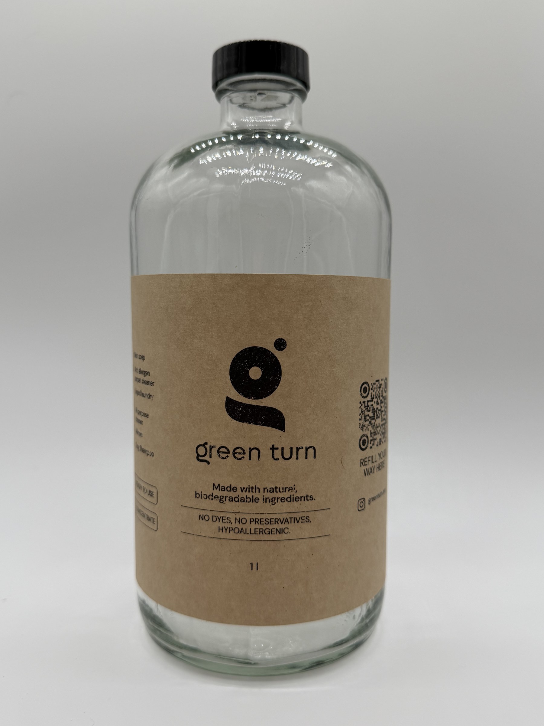 Glass Bottle — 32 oz — Reusable amber glass bottle, 32 oz.